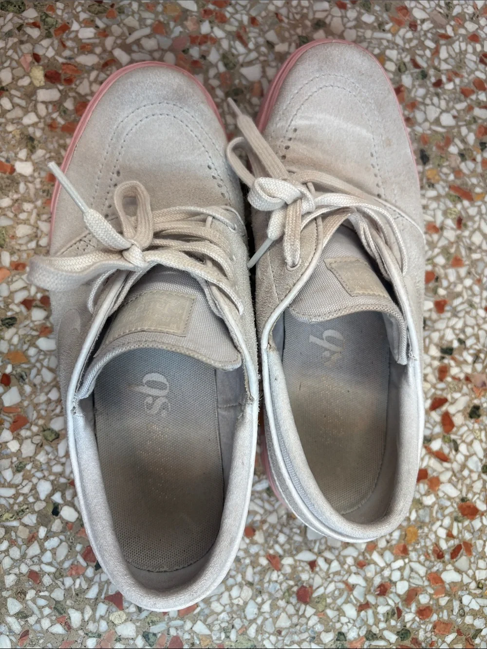 Nike Stefan Janoski 8 Women’s Light Gray Suede Sneakers with Pink Sole